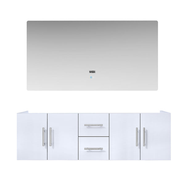 English Elm Glossy White Double Bath Vanity 60" W X 22" D With Led Mirror - Modern Style & Ample Storage Solution B2731S00501