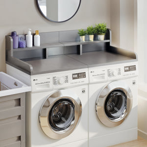 English Elm Washer Laundry Countertop 54" x 27.5" Double-Layer MDF Topper with Raised Edge & Non-Slip Pads Grey W2641P309074