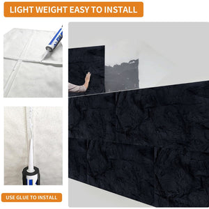 English Elm 3d Faux Rock Stone Polyurethane Wall Panels Lightweight Waterproof Interior Accent Set Antique Black W347P464225