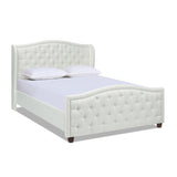 English Elm Fontana Wingback Upholstered Platform Bed Frame, Queen, Antique White Polyester