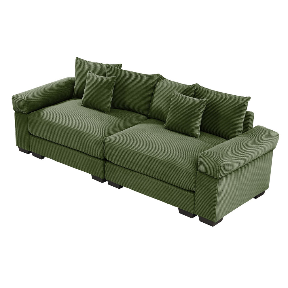 English Elm 92" Oversized Cloud Modular Sectional Couch With Corduroy Fabric, Ergonomic Design & Easy Assembly W714S01329