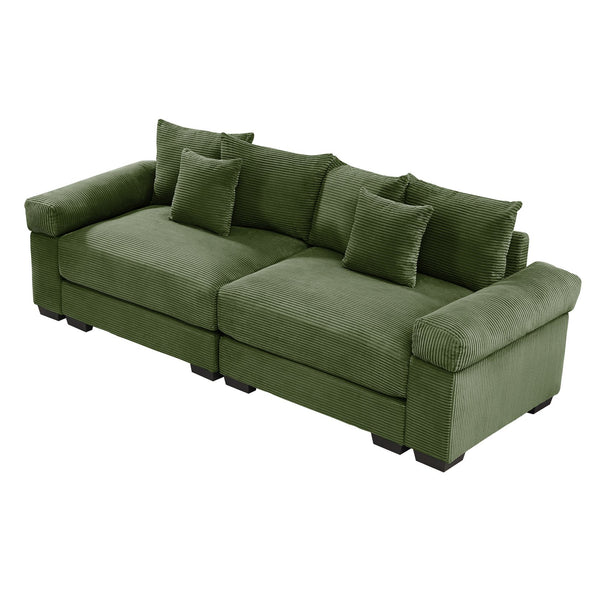 English Elm 92" Oversized Cloud Modular Sectional Couch With Corduroy Fabric, Ergonomic Design & Easy Assembly W714S01329
