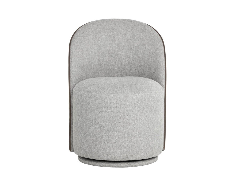Sunpan CAVOLI Swivel Dining Chair - Stylish Belfast Heather Grey & Meg Ash Upholstery for Modern Spaces 112028V