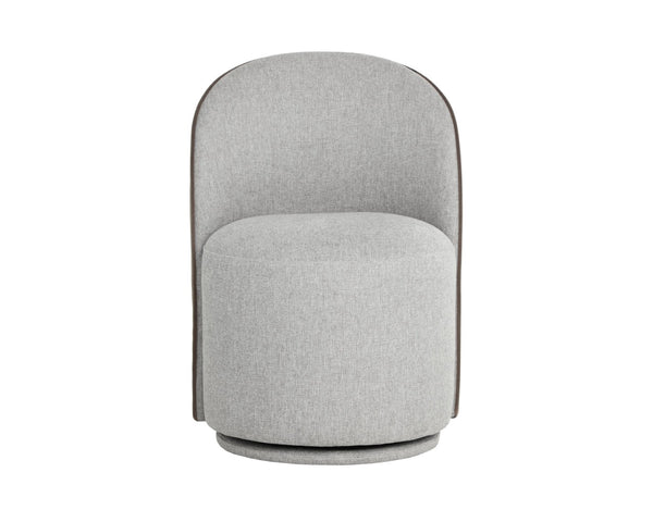 Sunpan CAVOLI Swivel Dining Chair - Stylish Belfast Heather Grey & Meg Ash Upholstery for Modern Spaces 112028V