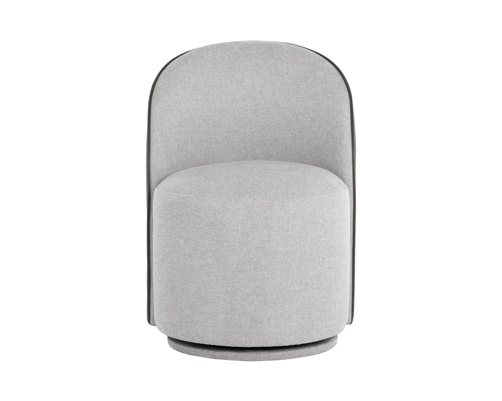 Sunpan Cavoli Swivel Dining Chair - Elegant Belfast Heather Grey With Stylish Meg Ash Contrast Finish Grey Fabric 112028
