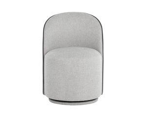 Sunpan Cavoli Swivel Dining Chair - Elegant Belfast Heather Grey With Stylish Meg Ash Contrast Finish Grey Fabric 112028