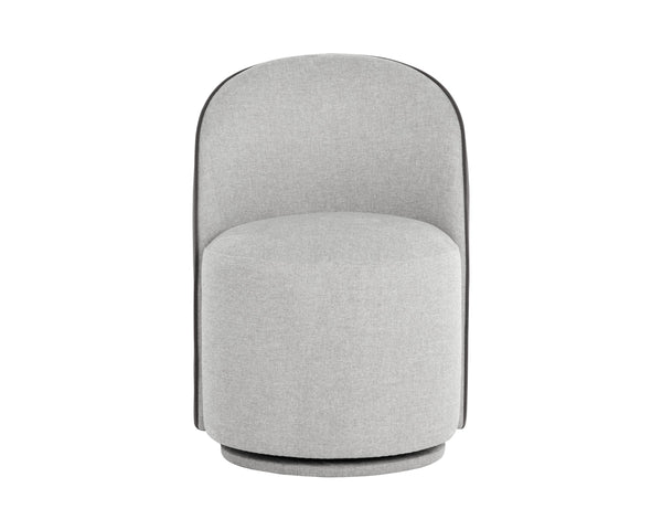 Sunpan Cavoli Swivel Dining Chair - Elegant Belfast Heather Grey With Stylish Meg Ash Contrast Finish Grey Fabric 112028