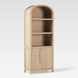 Chantelle Modern Arched Bookcase with Statement Wood Cabinet Pulls Coastal Oak WECHA41OS2CO0 Walker Edison