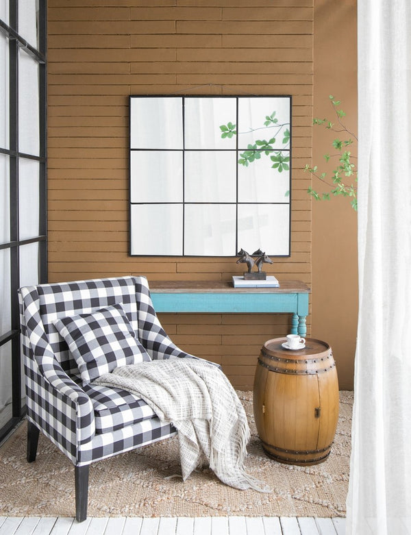 English Elm 20.5x20.5x24" Rustic Napa Wine Barrel Side Table with Hidden Interior Wine Rack, Wood & Iron Bands W2078P324202