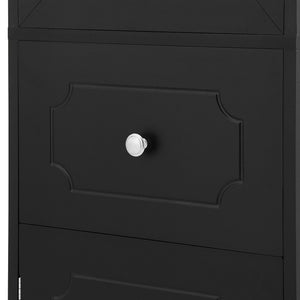 English Elm Tall Bathroom Cabinet Slim Freestanding Storage with Drawer & Doors, Adjustable Shelves, MDF Build Black WF289427AAB