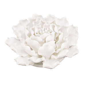 English Elm D5.9x2.8" Handmade Cream Ceramic Flower Wall Decor Accent Sculpture — Neutral Artful Petal Depth W2078P293123