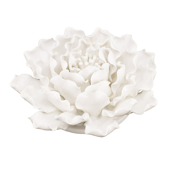 English Elm D5.9x2.8" Handmade Cream Ceramic Flower Wall Decor Accent Sculpture — Neutral Artful Petal Depth W2078P293123