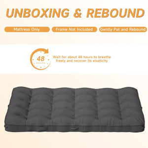English Elm 6 Inch Corduroy Foldable Floor Mattress Full Size Futon Pad for Guest Sleeping Light Gray T3210P477350