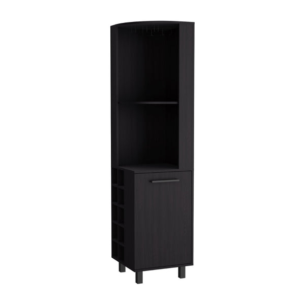 English Elm Kaia Tall Corner Bar Cabinet White Finish Wine Cubbies Stemware Rack Storage B200S00418