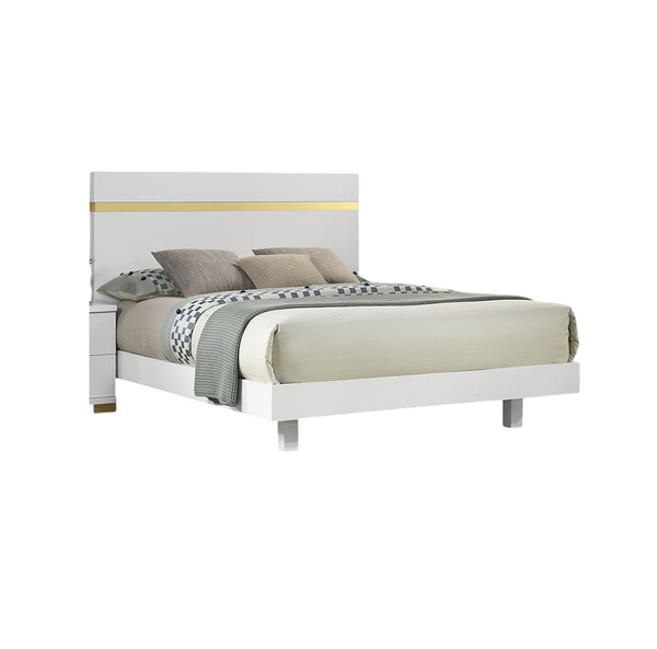English Elm Modern 3Pc Full Size Bedroom Set With Led & Dust-Proof Nightstands – Chic White Furniture Design B2741S00181
