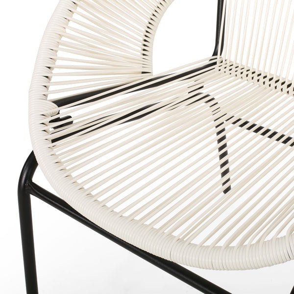 English Elm Christopher Knight Home® - NUSA Faux Wicker 3-Piece Outdoor Patio Chat Set with Rustproof Iron Frame, Curved Club Chairs & Loveseat White NUSA3PCSETWHI