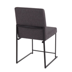 English Elm High Back Fuji Dining Chair Set Of 2 - Modern Charcoal Fabric & Black Steel For Versatile Comfort B202P223549
