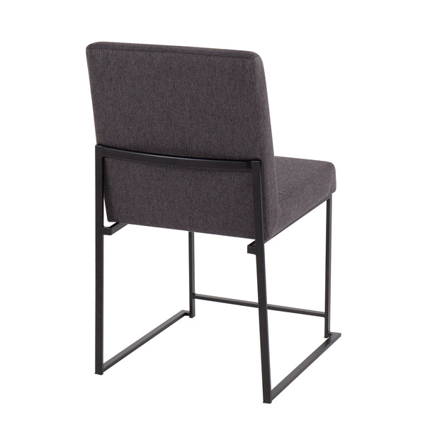 English Elm High Back Fuji Dining Chair Set Of 2 - Modern Charcoal Fabric & Black Steel For Versatile Comfort B202P223549