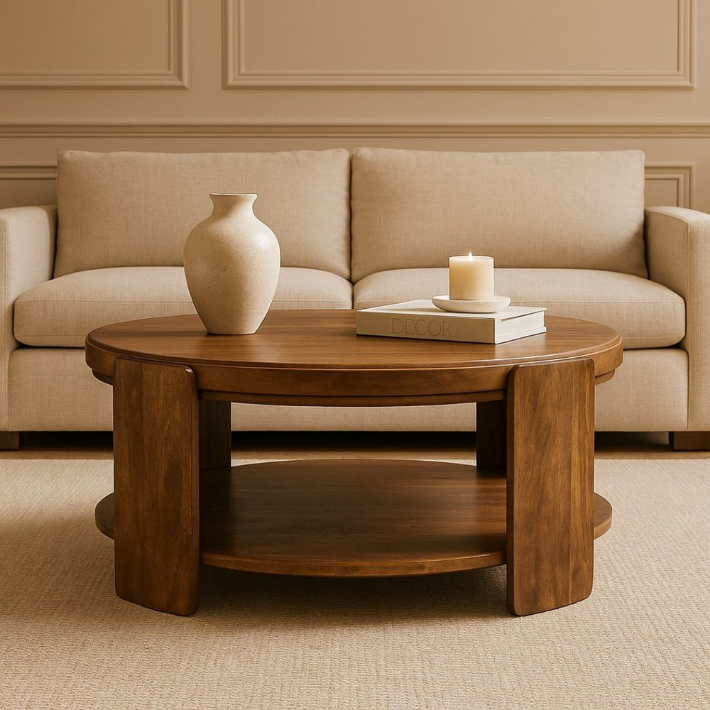 English Elm Artisan Solid Mango Wood Square Coffee Table with Leather Accents for Living Rooms B182P434602
