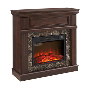 English Elm Electric Fireplace With Elegant Cherry Mantel, Adjustable Flame, Remote Control & Timed Heating Solutions W1758S00030