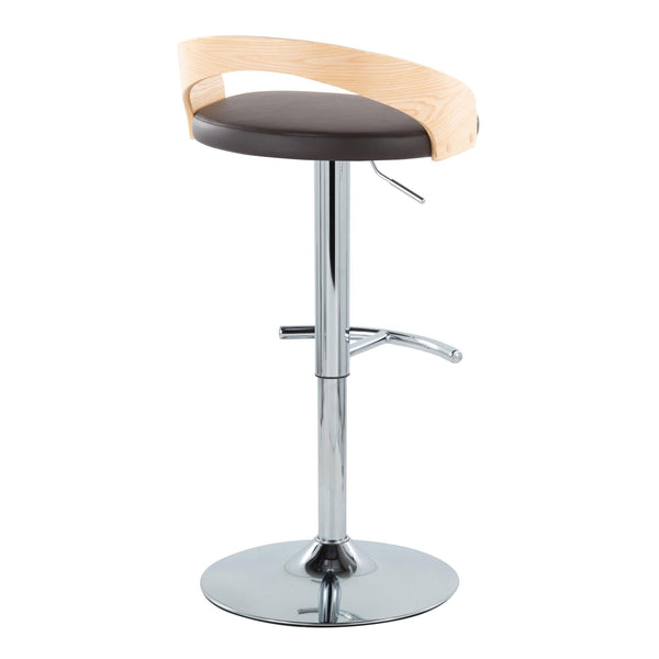 English Elm Grotto Modern Adjustable Barstools Set Of 2 With Swivel Chrome Base, Faux Leather & T Footrest B202S00915