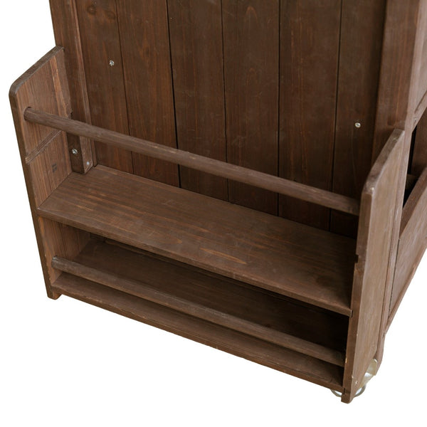 English Elm 54.33" Farmhouse Outdoor Kitchen Cart Solid Fir Frame Steel Top Storage Bbq Prep Brown N767P379702D