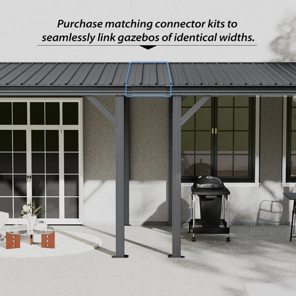 English Elm Gazebo Connector Kit Steel Expansion Linker for Wall Mounted Lean to Structures Gray W1859S00230