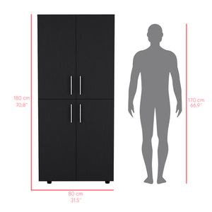 English Elm Armoire Moscow Black Bedroom Closet Cabinet with Dual Rods, Shelves & Durable Engineered Wood Design B092S00262