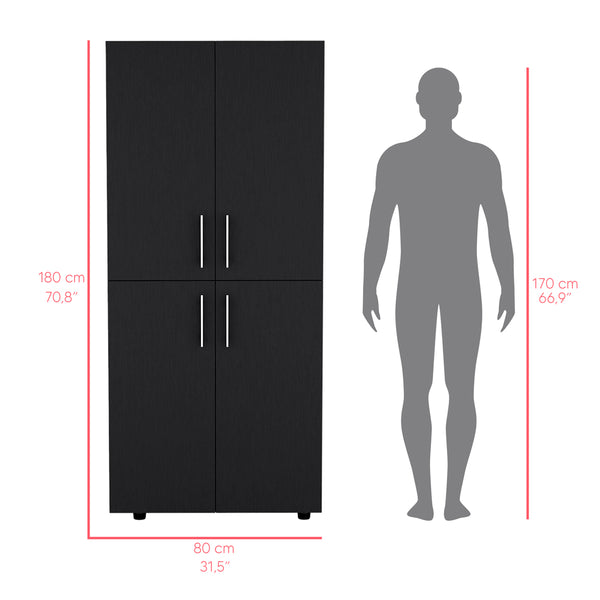 English Elm Armoire Moscow Black Bedroom Closet Cabinet with Dual Rods, Shelves & Durable Engineered Wood Design B092S00262