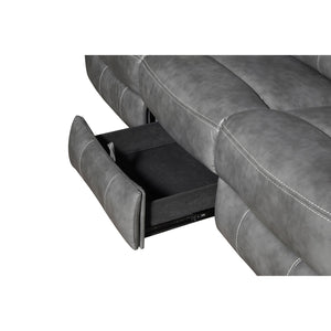 English Elm Hudson Grey Faux Leather Motion Sofa with Dual Recliners, Cupholders, Pop-Up Outlet & Drawer B062P357810