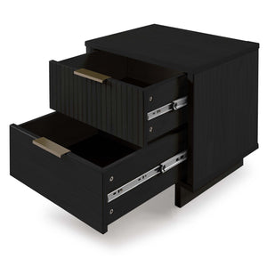 English Elm Granville 18" Black Nightstand – Chic 2-Drawer Design With Glam Gold Handles & Modern Style B365P398527