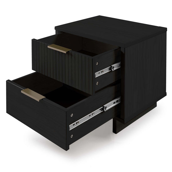 English Elm Granville 18" Black Nightstand – Chic 2-Drawer Design With Glam Gold Handles & Modern Style B365P398527