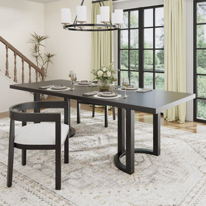 English Elm Christopher Knight Home® - 95 Modern Solid Wood Dining Table with U-Shaped Trestle Base Seats 8, Sleek Rectangular Design Black N771P195513H