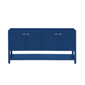 English Elm U-Style Modern Entryway Console Table with 62.5" Top, Sturdy MDF Build, Ample Storage & Display Space Navy Blue N711P205932V