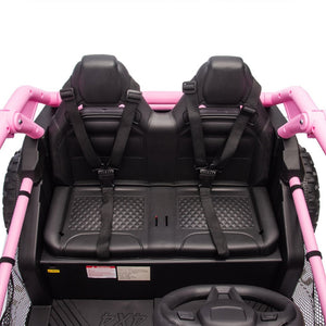English Elm 24v Two Seater Kids Utv with Parental Remote Dual Motors Four Wheel Suspension Led Pink W1578P198434