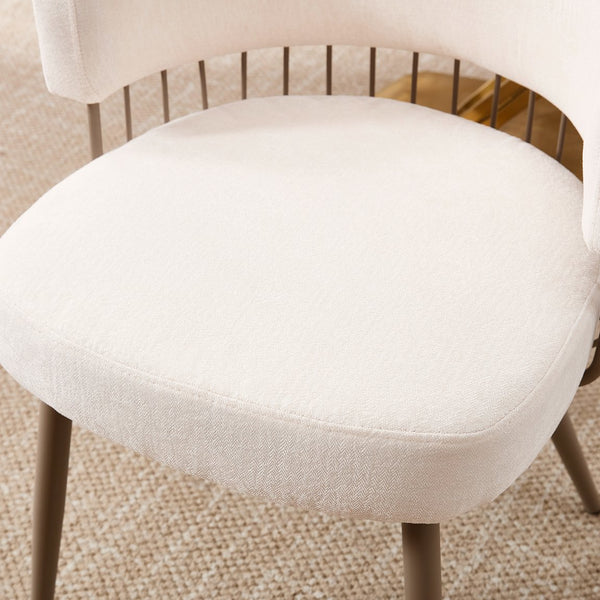 English Elm Upholstered Dining Chair Beige/Blue/Gray - Mid-Century & Industrial Style, Thick Padded Seat, 280lb Capacity, Quick 15-Min Assembly T3707P363111