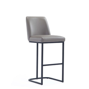 English Elm Serena Metal Upholstered Barstool with Matte Black Frame, Leatherette Cushion, Commercial Grade Comfort taupe B365P397928