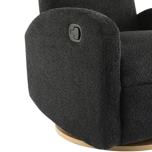 English Elm 360 Swivel Glider Recliner with Solid Wood Base Contemporary Upholstered Lounge Chair Black N771P363407H