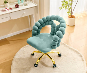 English Elm Modern Velvet Bubble Back Swivel Chair Glam Upholstered Seat for Vanity or Desk Gold,Teal W3875P442947