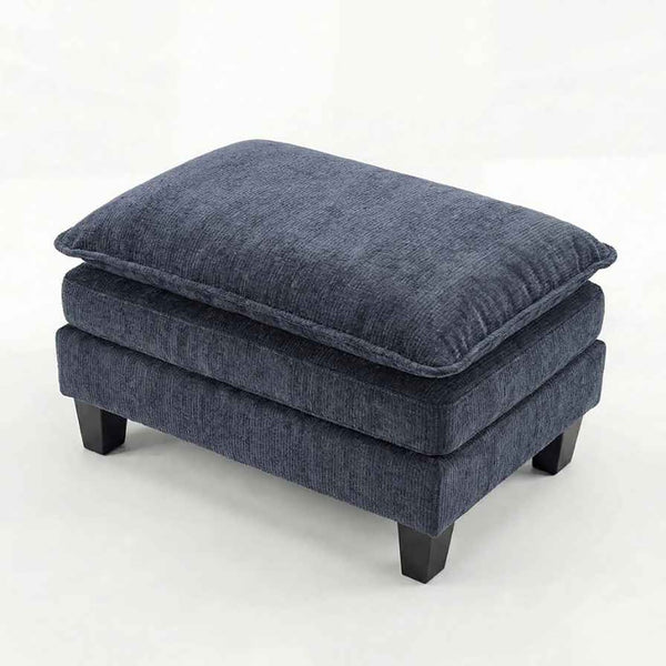 English Elm Modern Chenille Three Seat Sofa with Ottoman Usb Charging Ports and Storage Pockets Blue W2519S00004