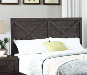 English Elm Rustic Contemporary Espresso Queen Bed with X-Design Headboard Pine & Plywood Durable Chic Centerpiece B011S01442
