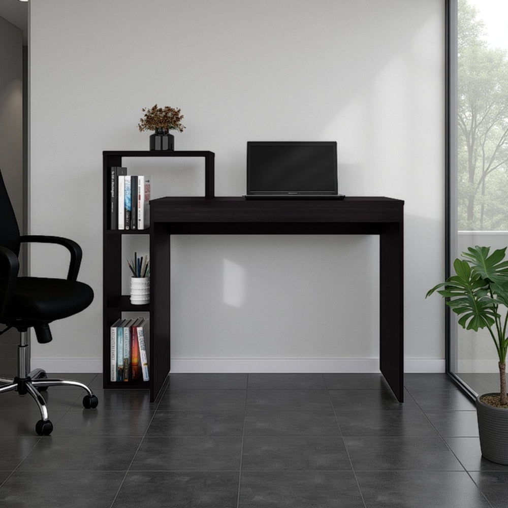 English Elm Fm Furniture Salome Wenge Writing Desk with Integrated Side Shelving for Home Office B128P485418