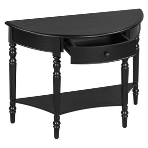 English Elm Trexm Farmhouse Half Moon Entryway Console with Drawer Open Shelf Pine Legs Black N715P383795B