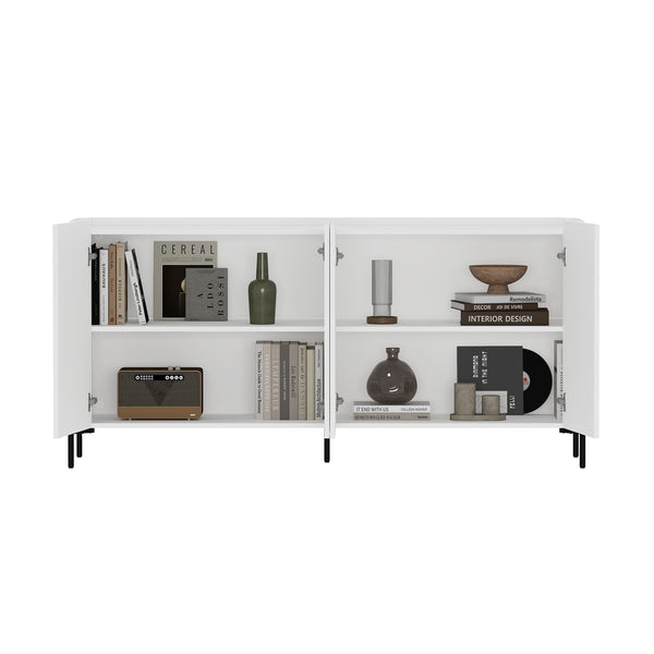 English Elm Abbey 67" Sideboard in Maple and Off White with Soft-Close Doors, Adjustable Shelves, Modern Tray Top White B365S00112
