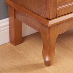 English Elm Lighted Curio Cabinet With Adjustable Shelves, Illuminated Display, 2 Doors & Drawer, Oak Finish W2275P178824