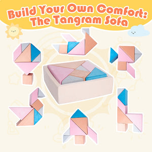 English Elm Tangram Modular Play Couch Sponge Kids Sofa Fort Builder Playroom Furniture Multicolor Pink T5880P493444