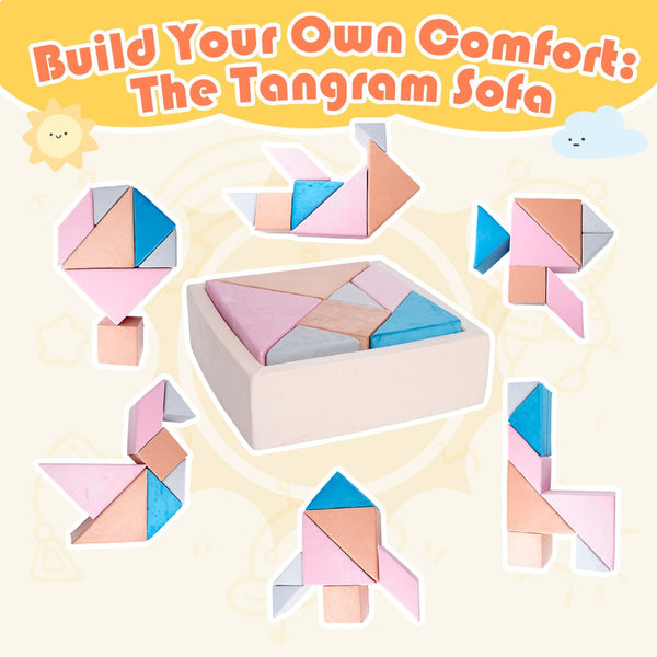English Elm Tangram Modular Play Couch Sponge Kids Sofa Fort Builder Playroom Furniture Multicolor Pink T5880P493444