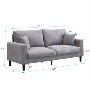 English Elm 74" Three Seat Sofa Hardwood Frame High Density Foam Upholstered Modern Living Room Light Gray W311P221220