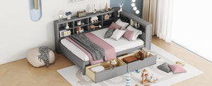 English Elm Wooden Full Size Daybed with 2 Storage Drawers Built-in Usb Charging Modern Frame N733S170505E