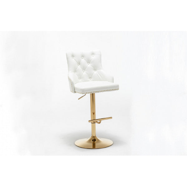 English Elm Adjustable Faux Leather Swivel Barrel Chair with Chrome Base — Modern Upholstered Counter Seat, Ergonomic Comfort & Height Range Gold+White 28 L x 22 W x 21 H B011P356331